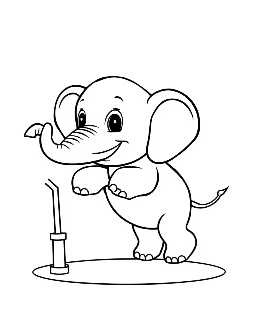 Cute elephant playing on kids playground equipment