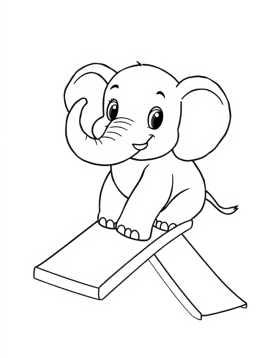 Cute elephant on a slide