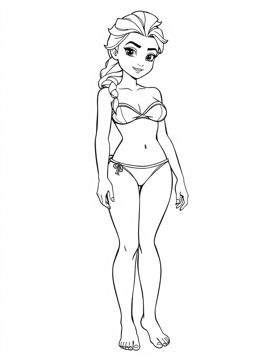 Elsa from Frozen wearing micro bikini, Foot focused photo sweaty feet