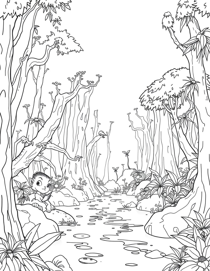 loin water color amazon forest