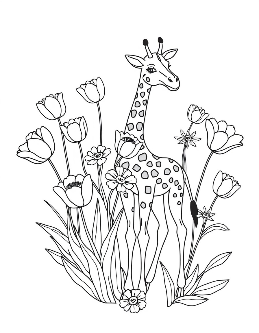 flores vareadas como magaridas, tulipas e girassois, espalhadas por todo o desenho, com detalhes no centro e nas especificaoes