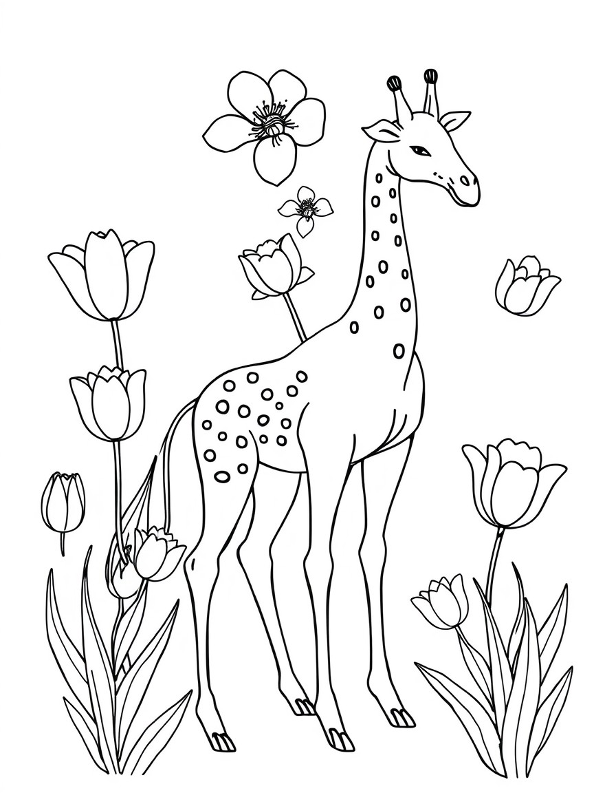 flores vareadas como magaridas, tulipas e girassois, espalhadas por todo o desenho, com detalhes no centro e nas especificaoes