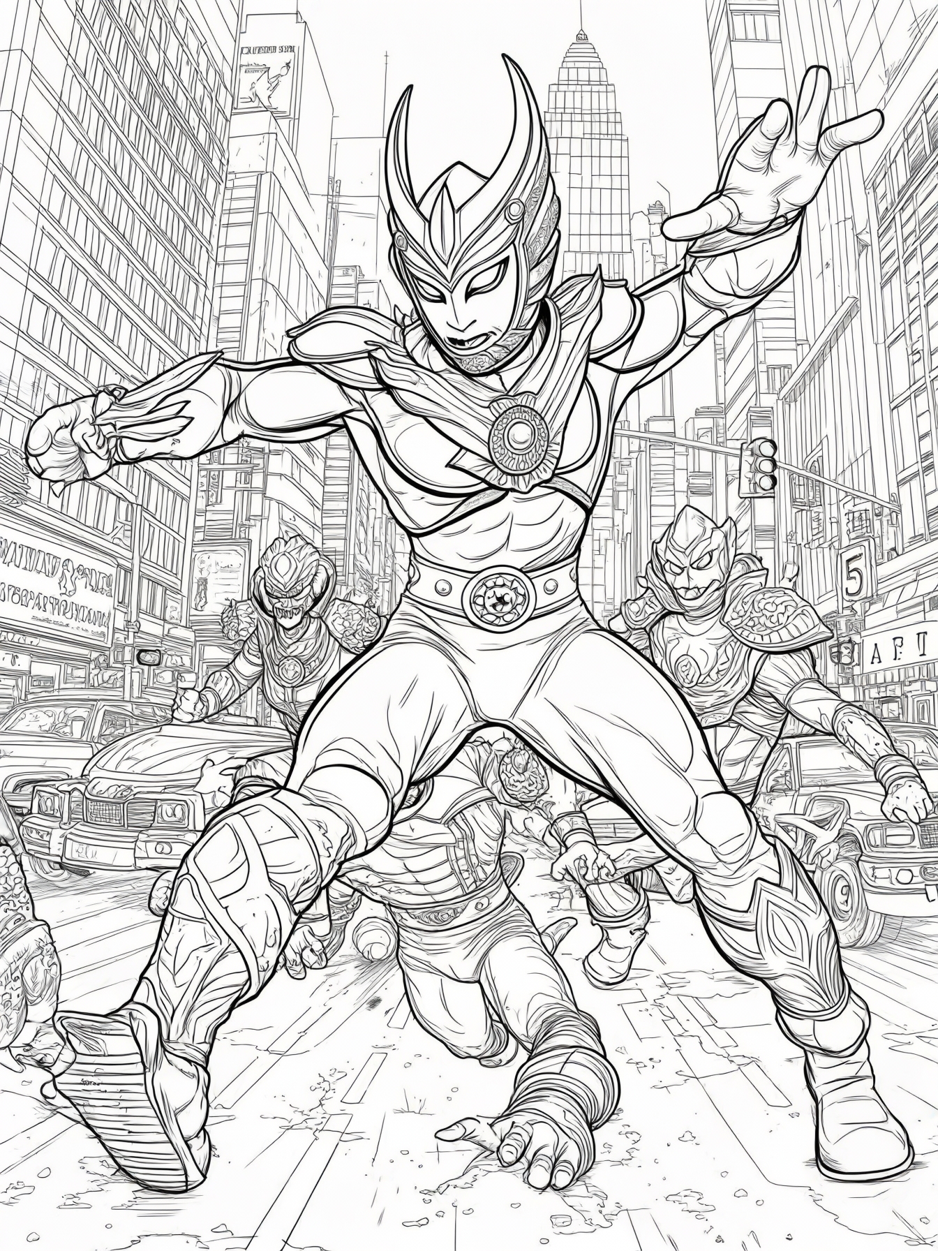 Shaktiman battling villains in a colorful city