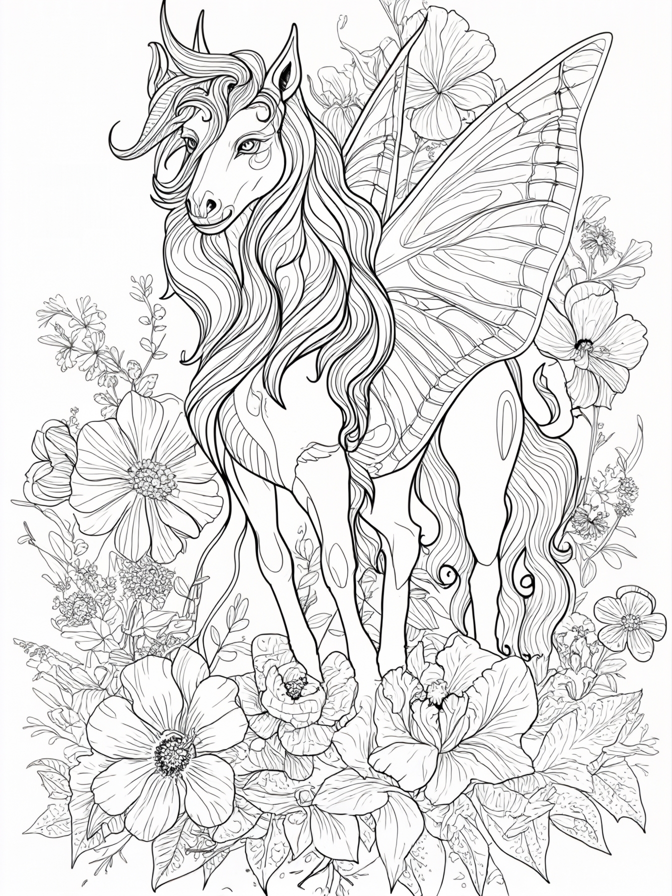 A mystical creature tending to a vibrant flower patch.