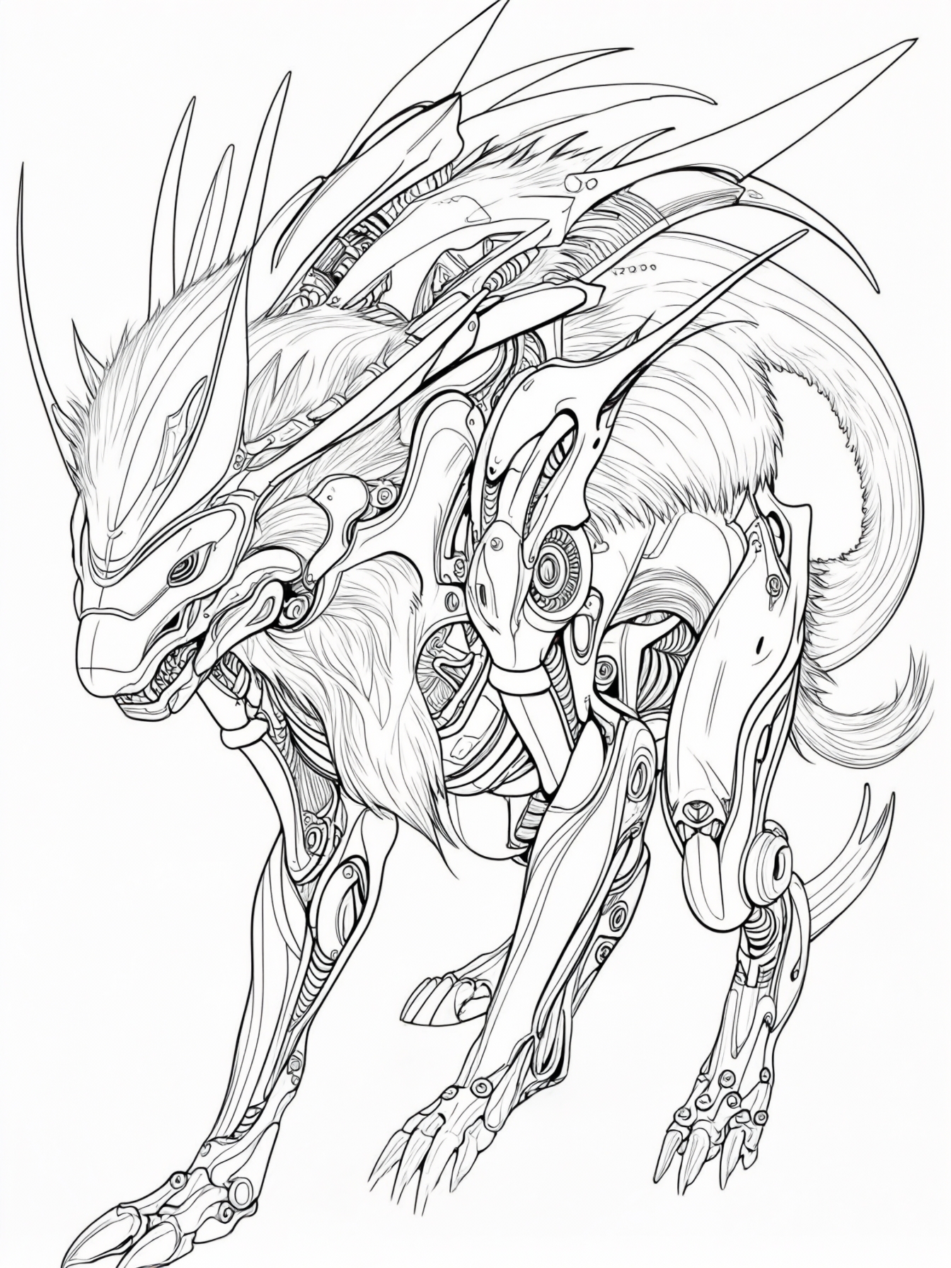 A futuristic creature with both animal and robotic features.