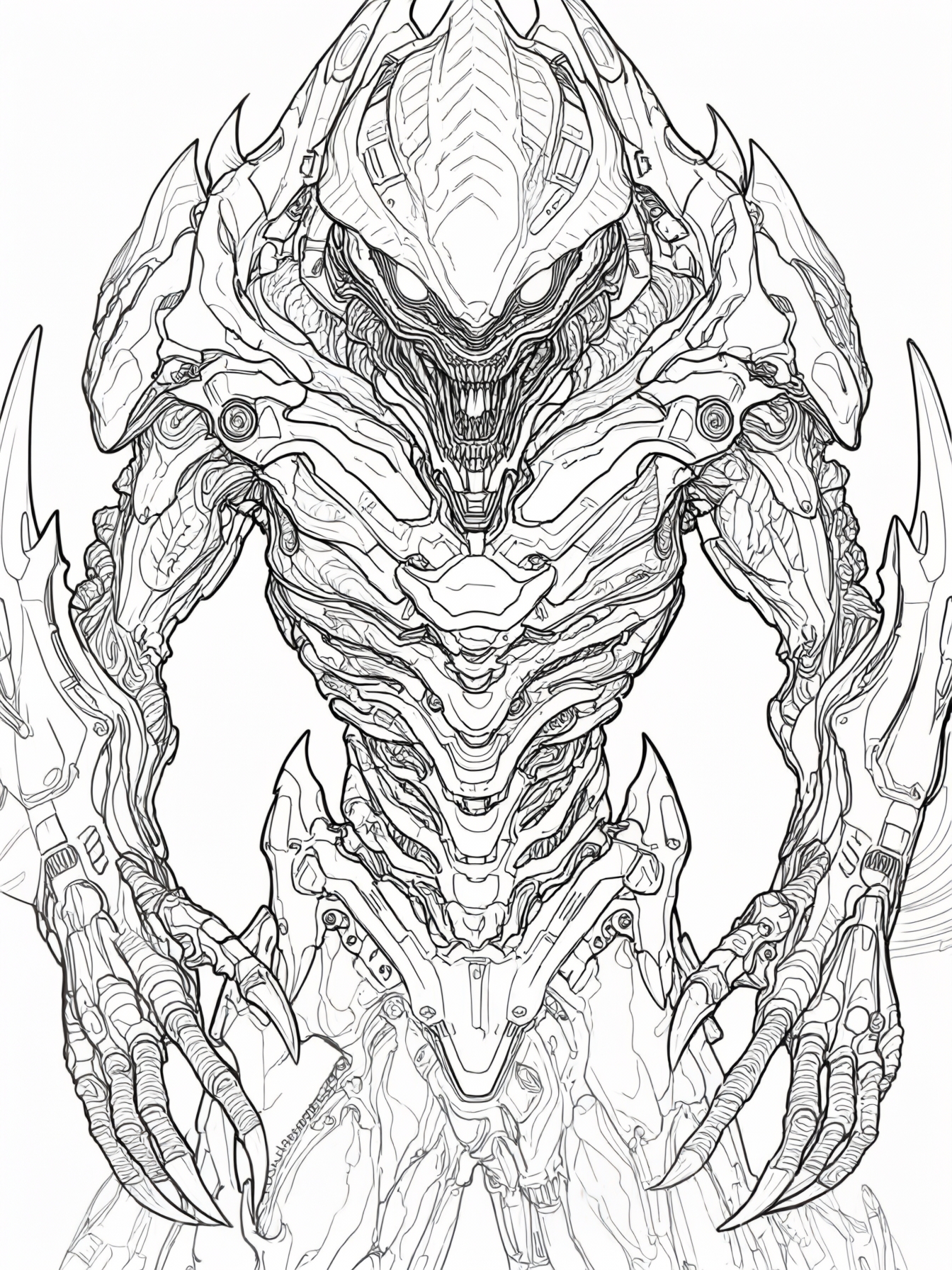 Design a futuristic monster with glowing eyes.