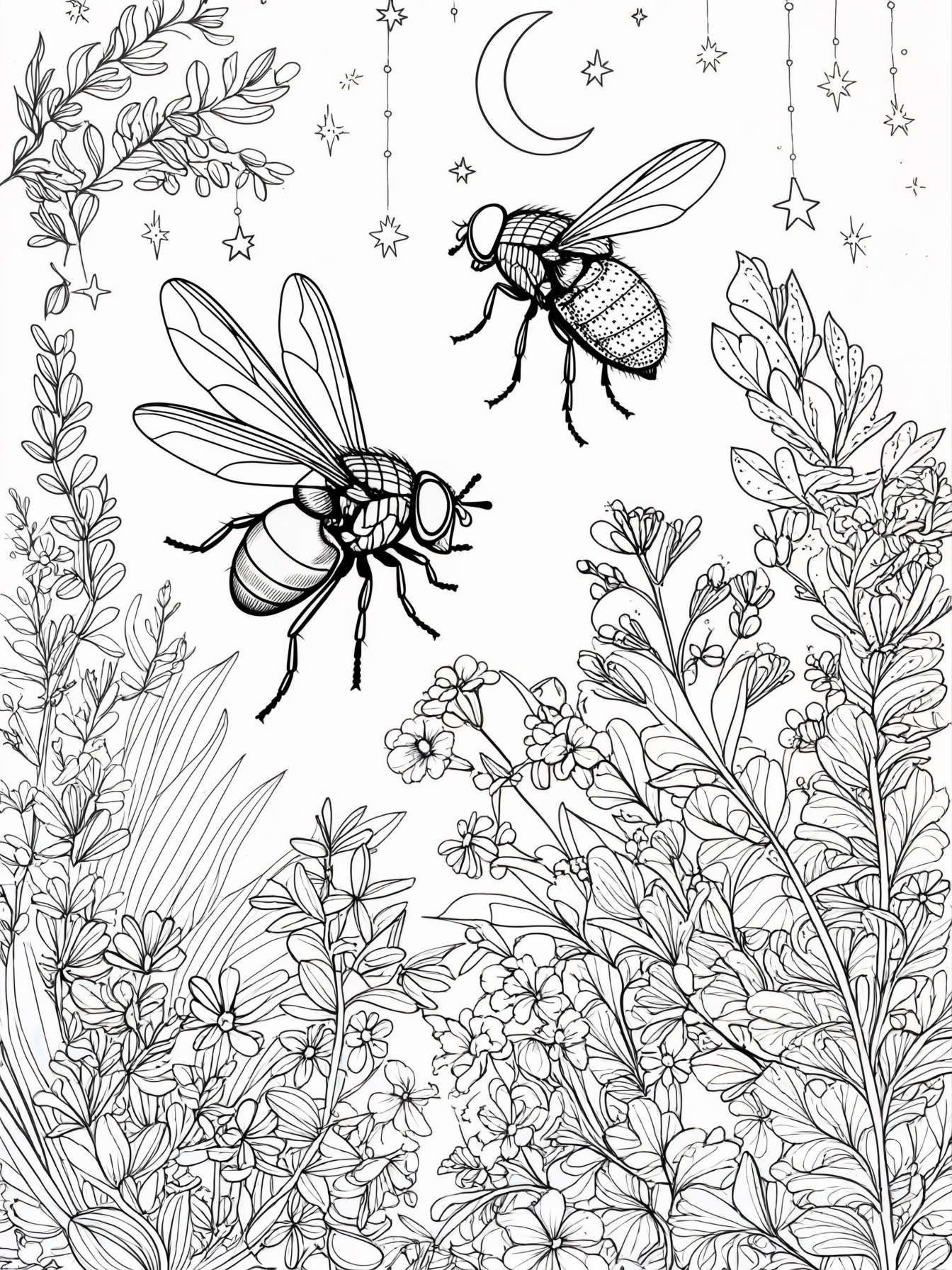 Firefly and fruit fly embarking on a nighttime adventure