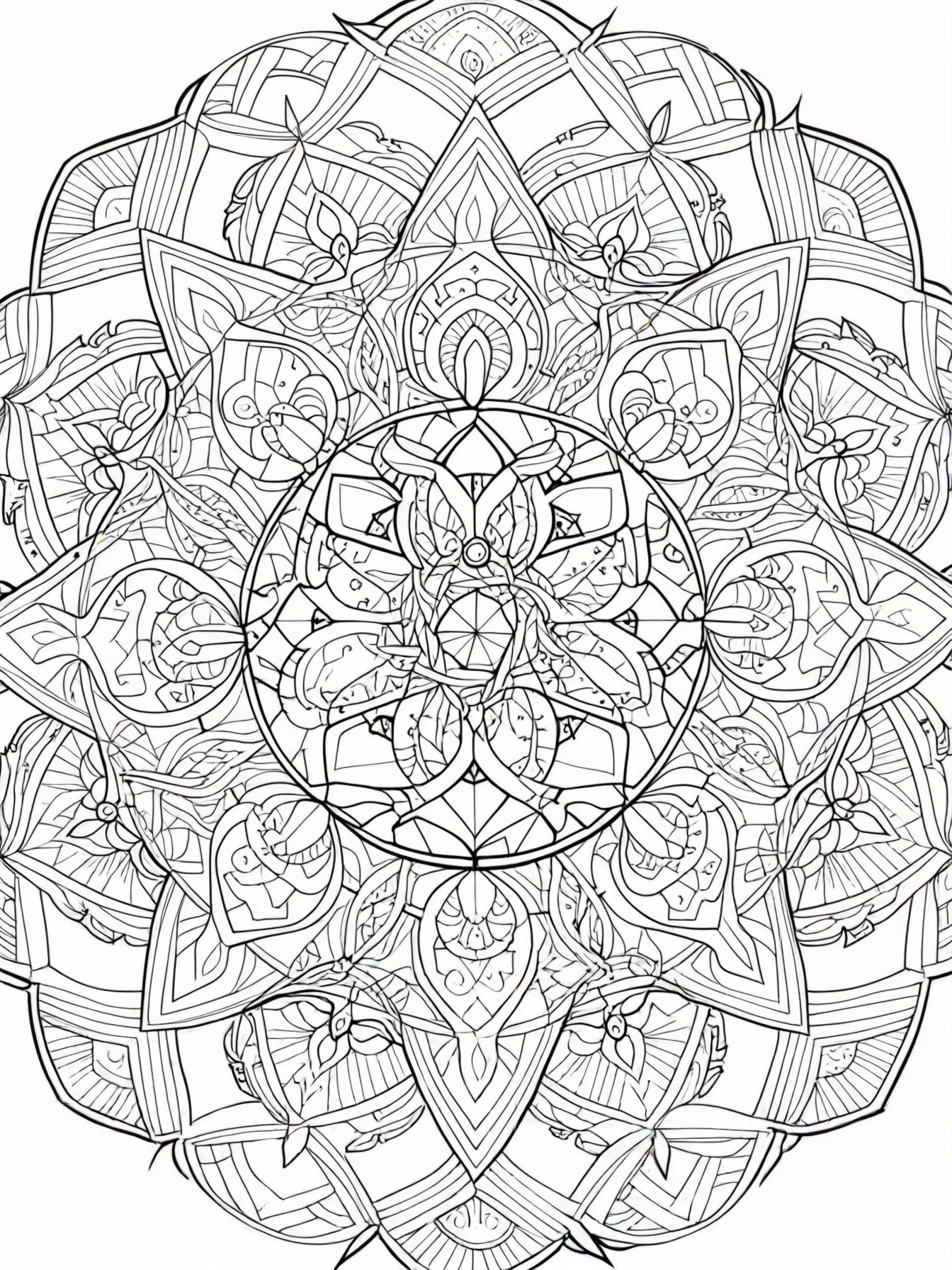 Fill in a mandala inspired by sacred geometry
