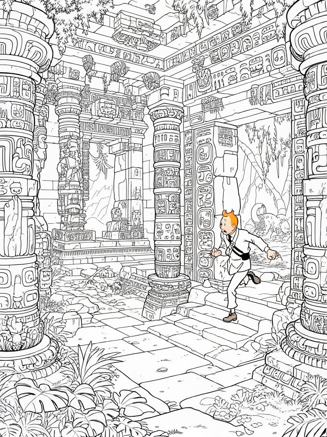 Tintin exploring a mystical temple!