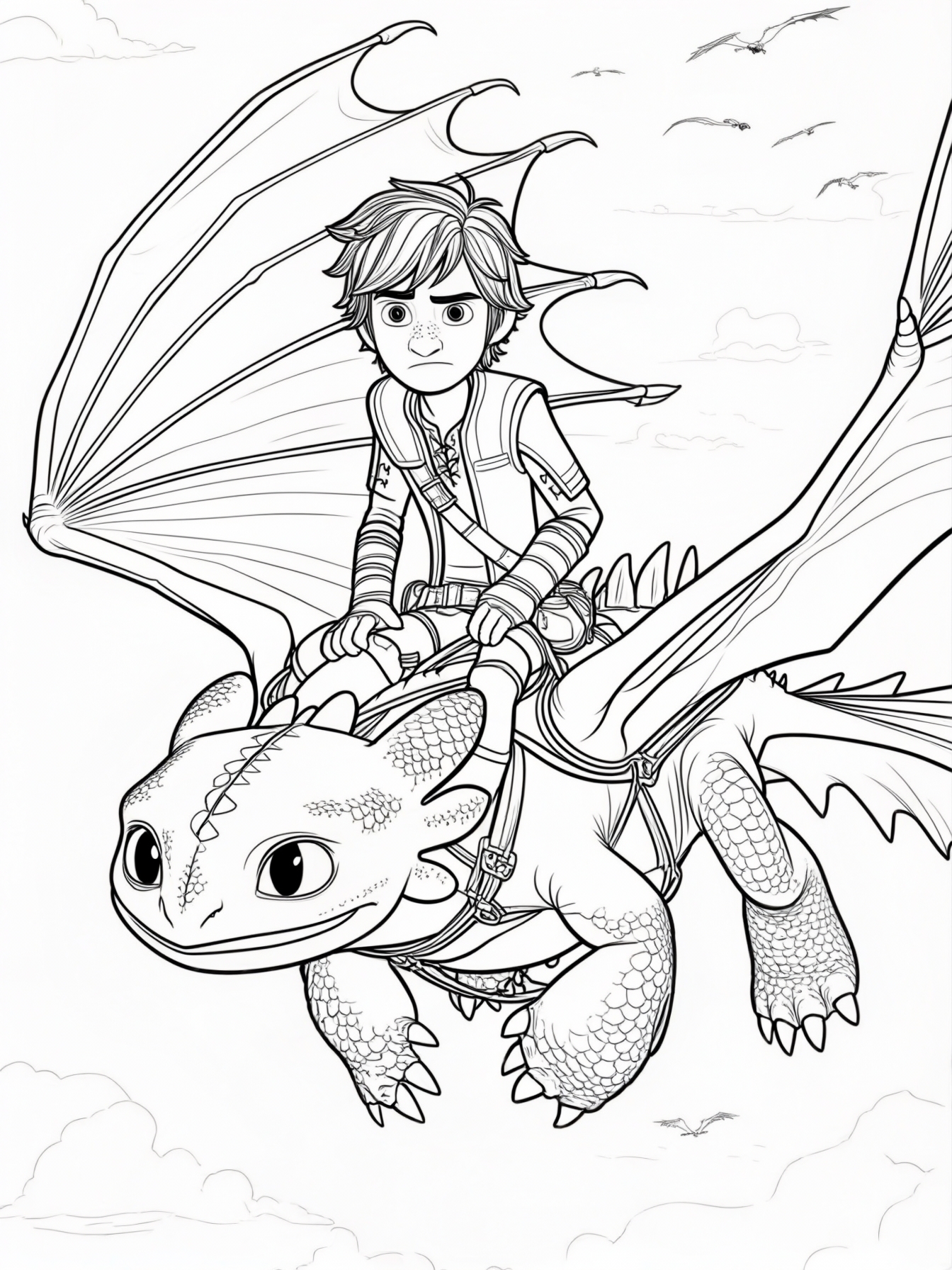 from "How to Train Your Dragon" Hiccup and Toothless exploring the skies