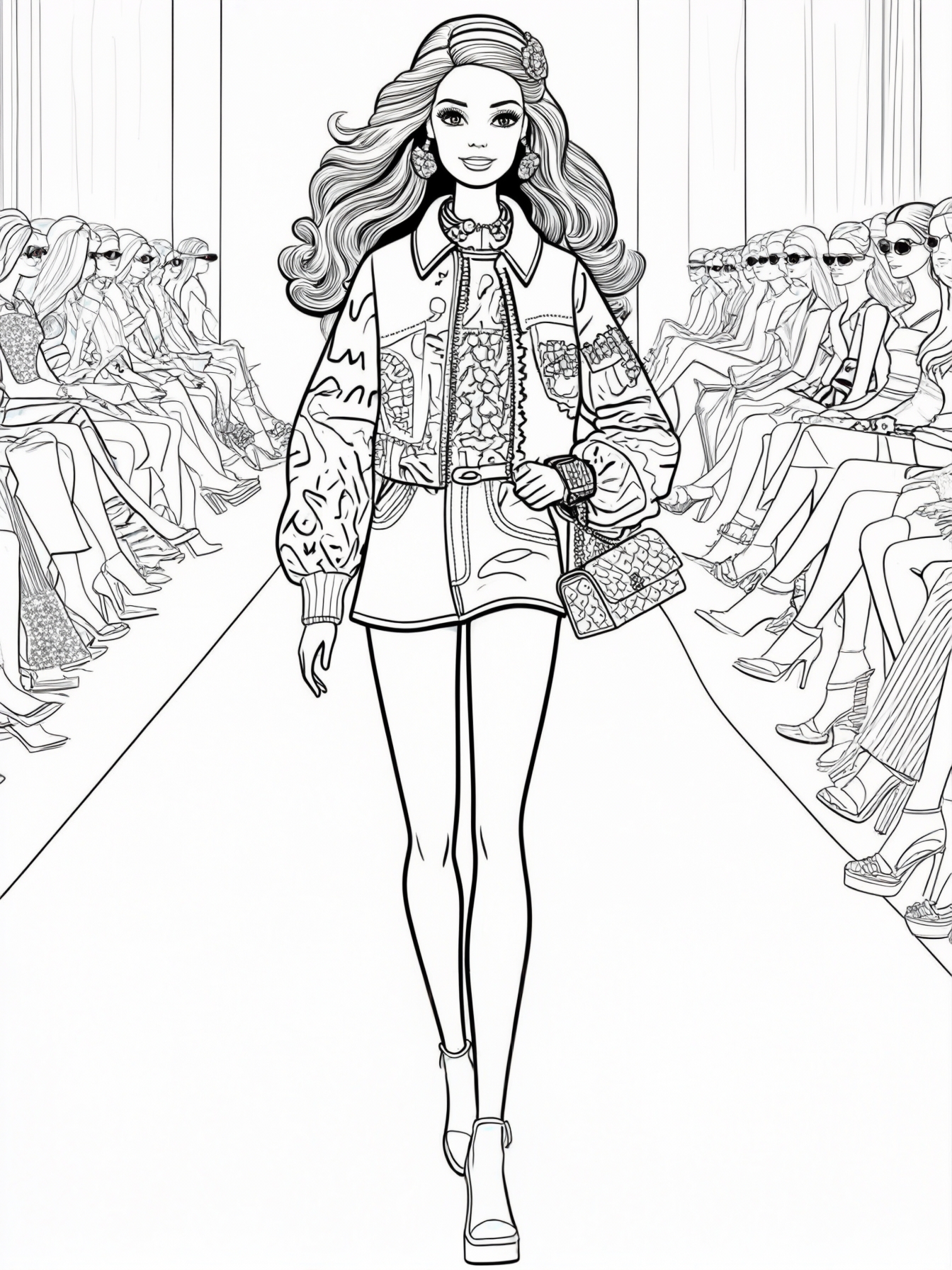 Barbie strutting down the runway with her best accessories