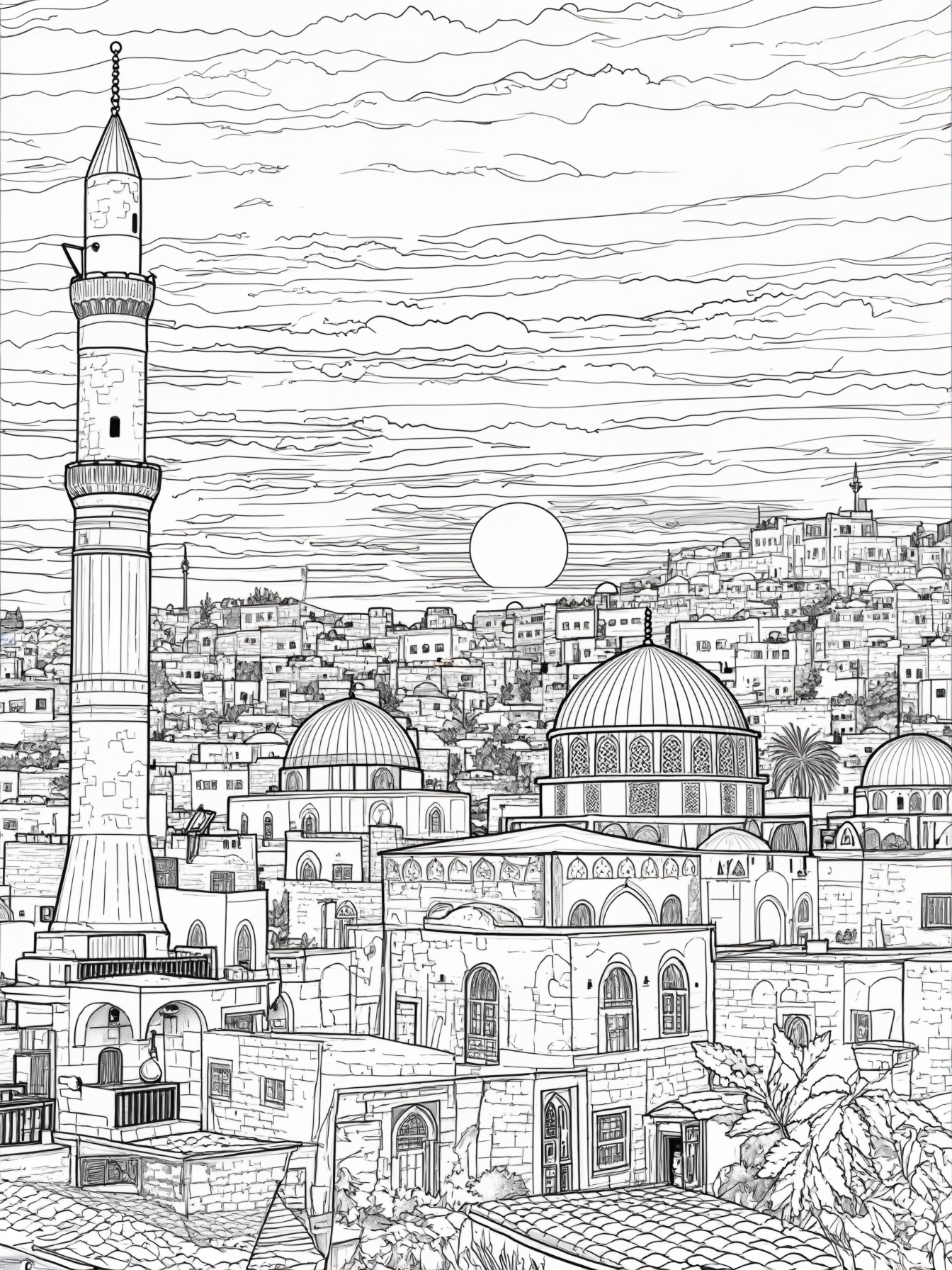 Imagine a sunset over the historic Aleppo skyline and bring it to life