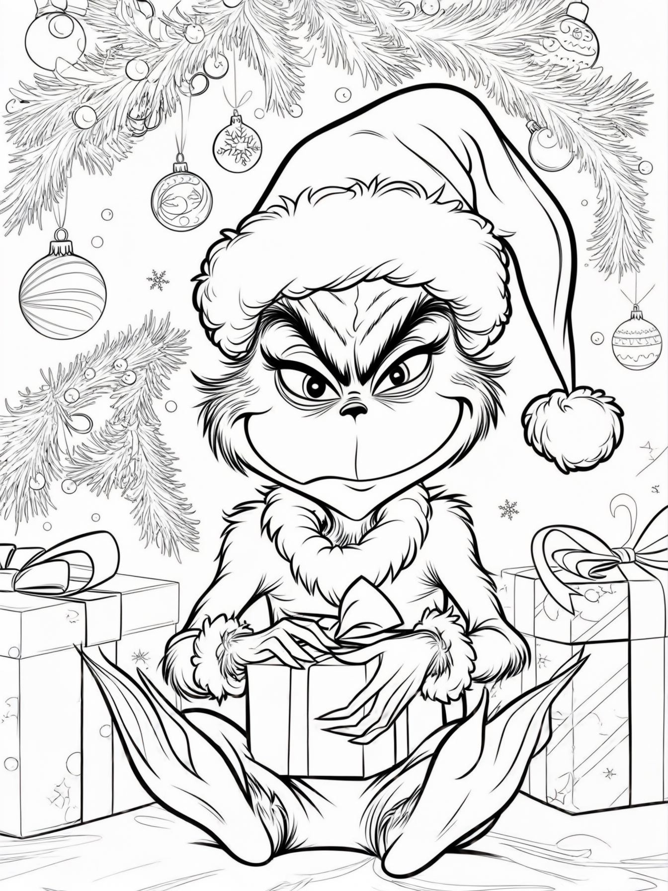 Baby Grinch preparing for Christmas