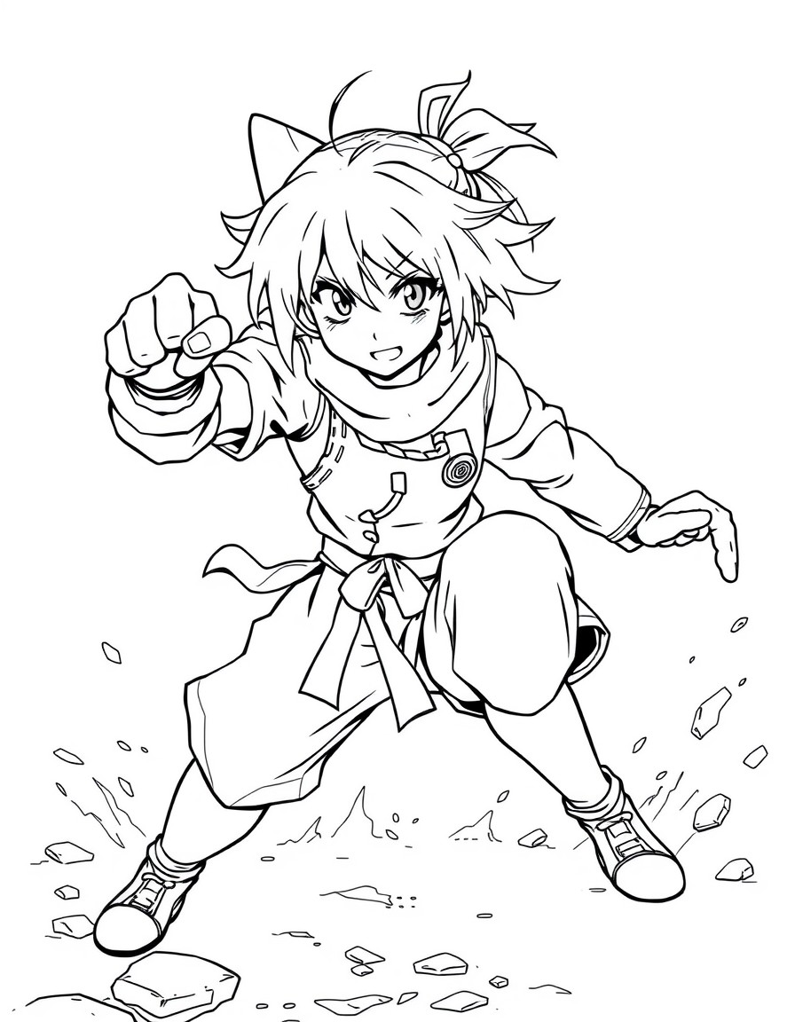 Sakura concentrating as she punches the ground with immense strength