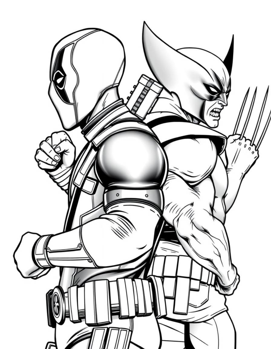 Deadpool and Wolverine standing back-to-back ready for battle