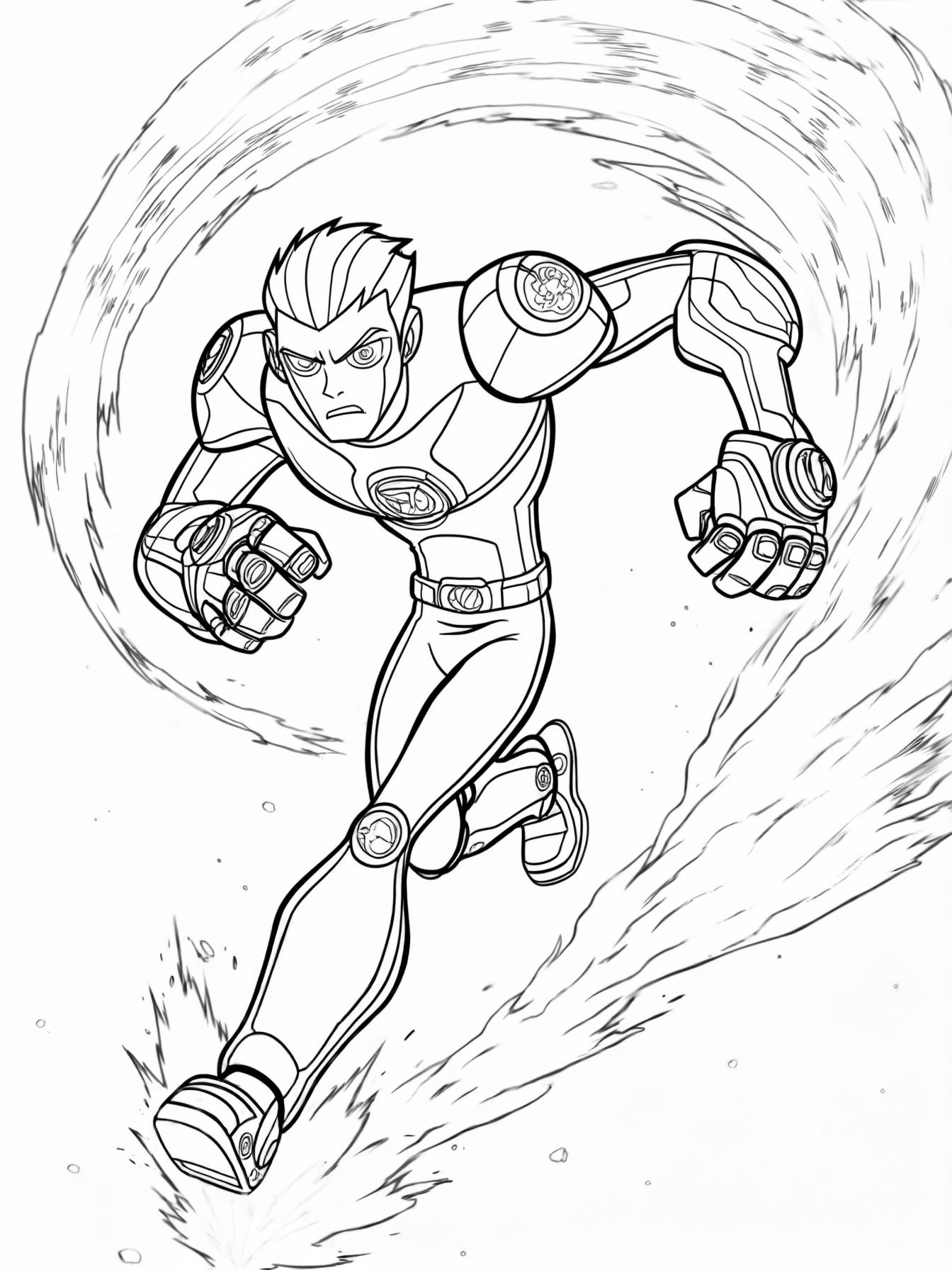 from the TV show Ben 10 XLR8 running at super speed, leaving a trail of dust behind.