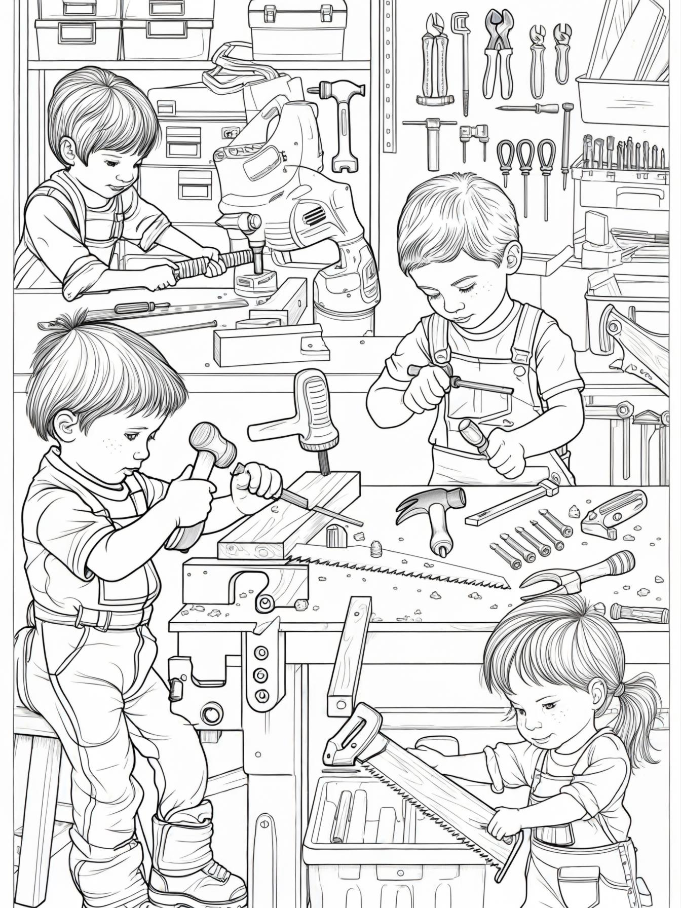 Kids learning how to use tools