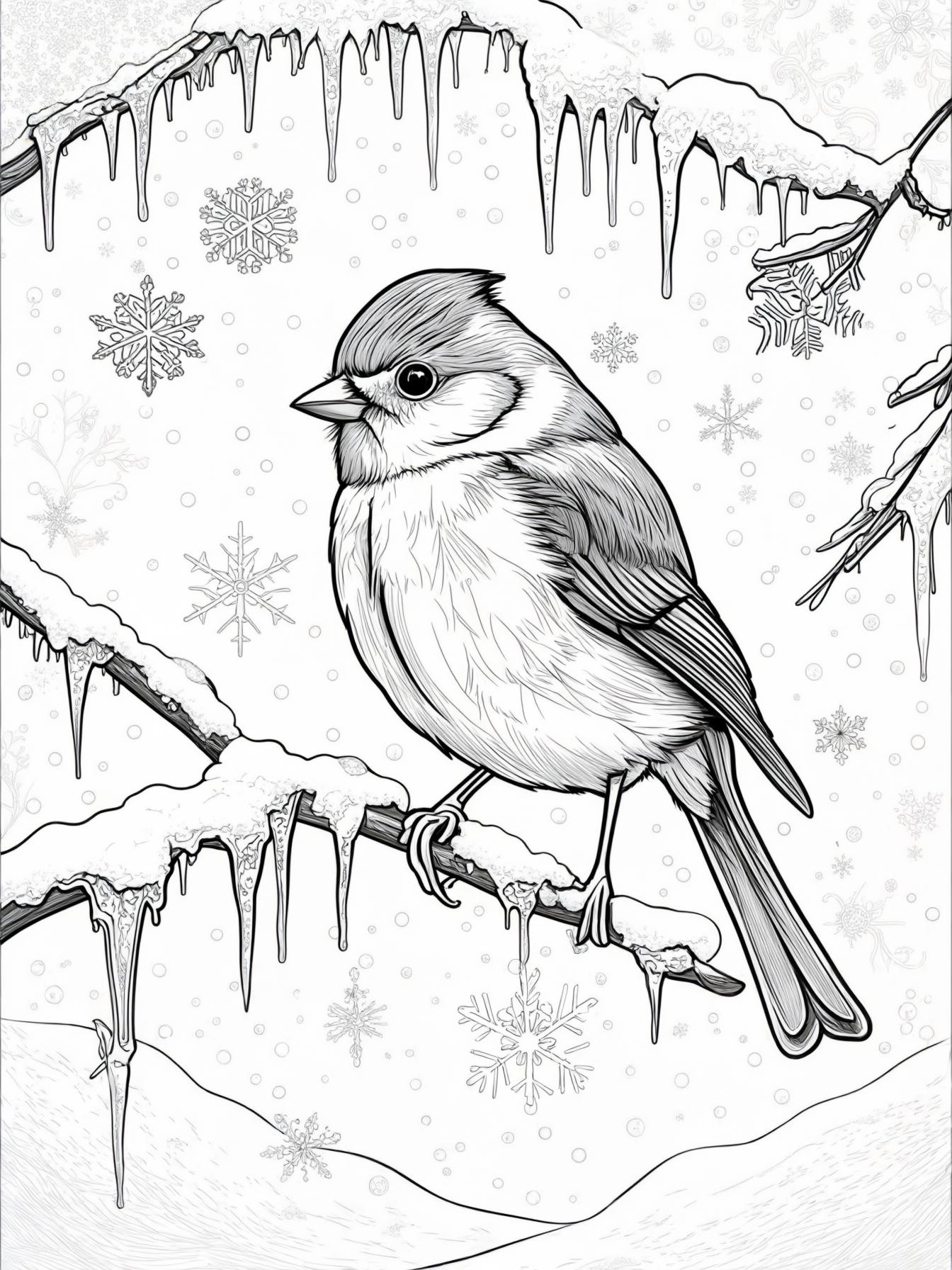 Cute bird in a snowy setting