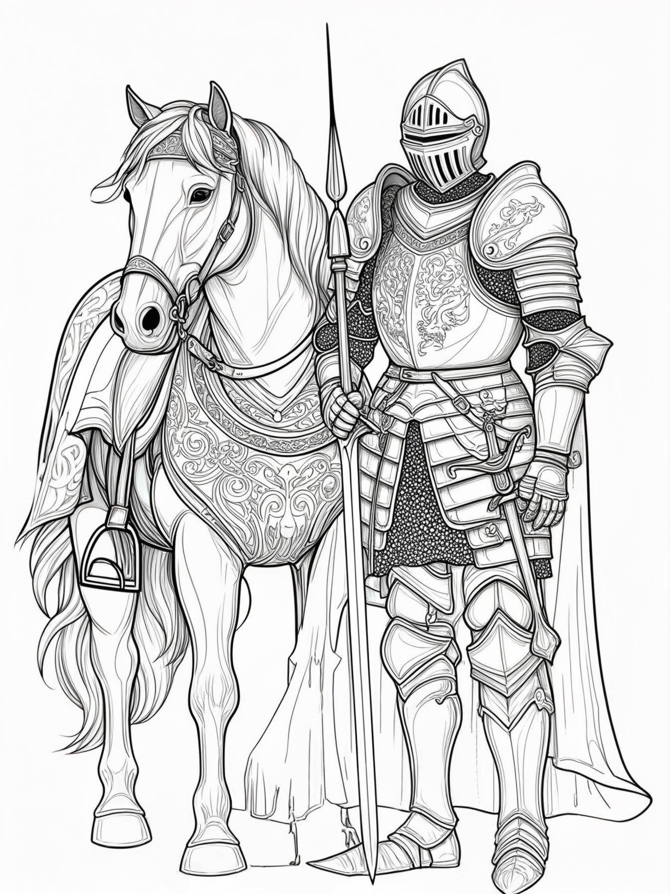 Horse and knight valiantly standing guard