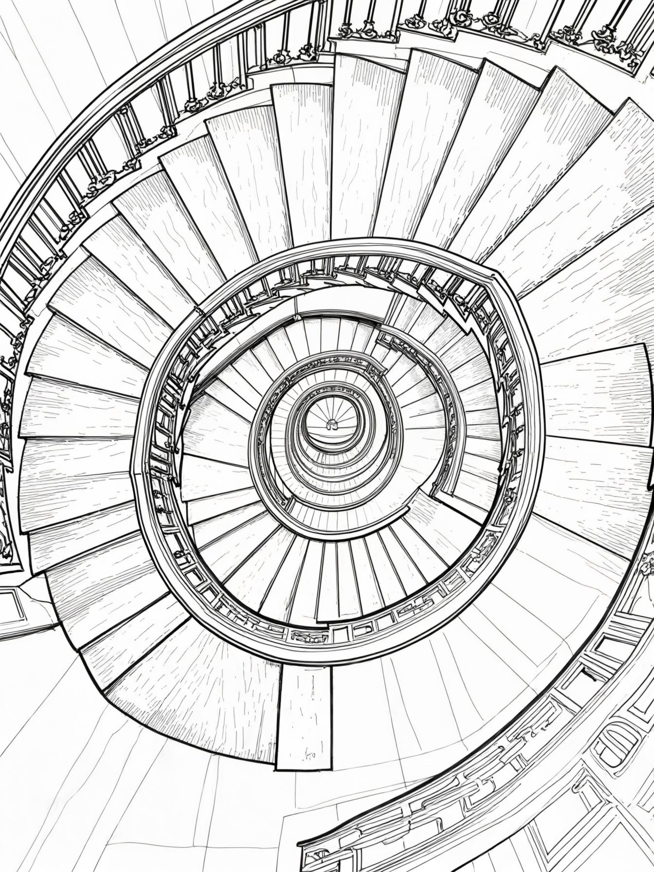 Imagine a spiral staircase from above