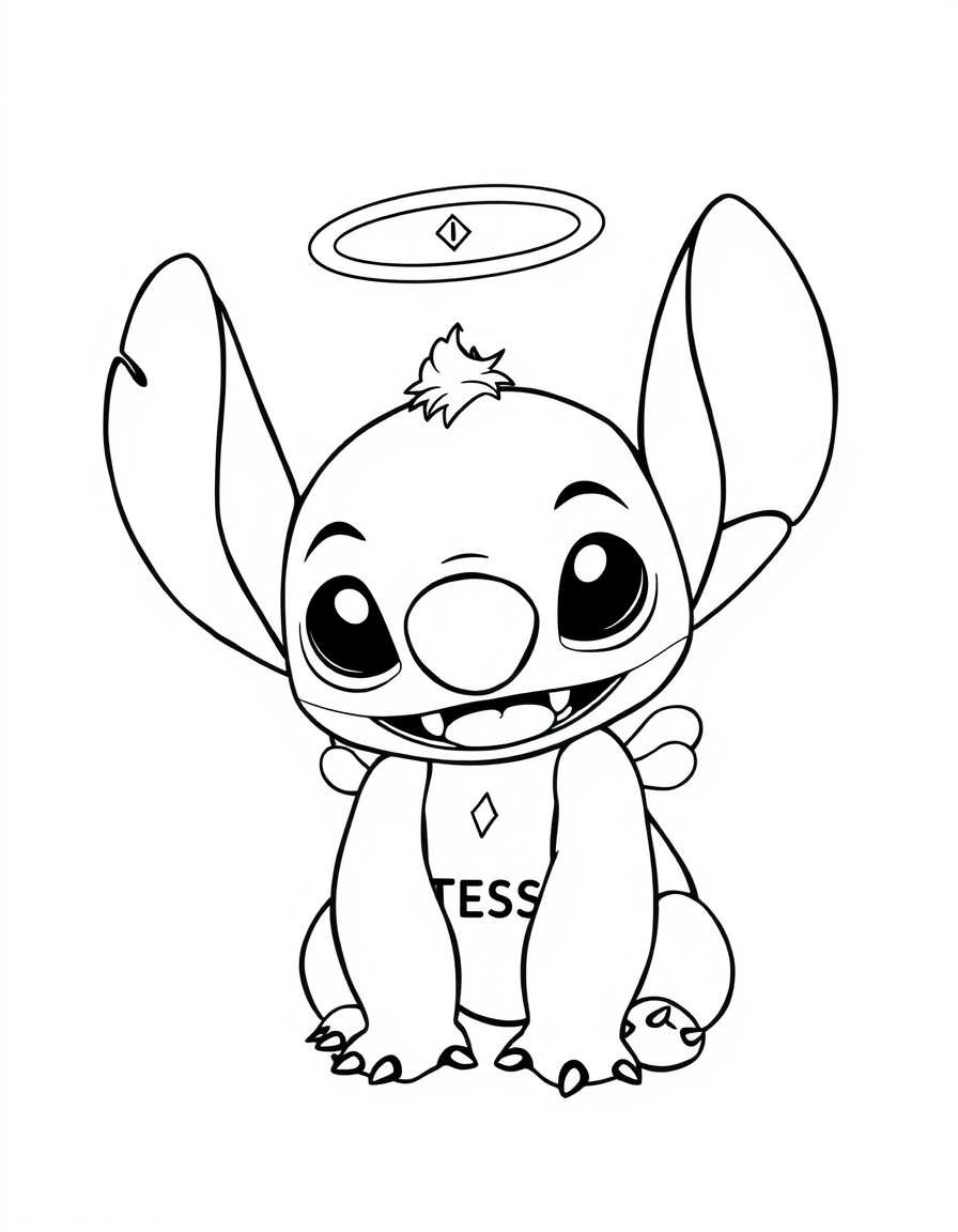 The character "ANGEL" from lilo and stitch, cute with name "TESS" on it