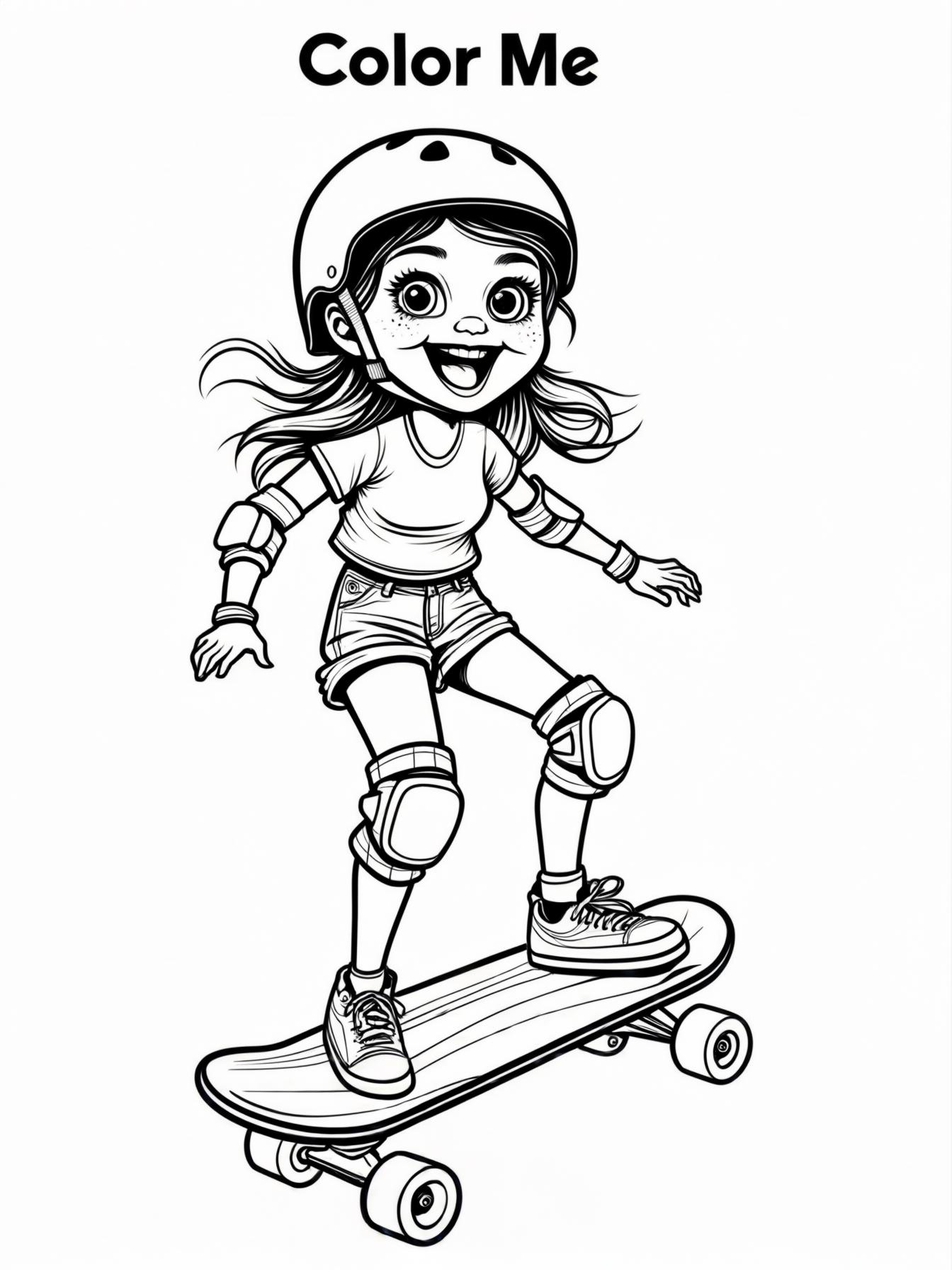 Cool looking girl on a skateboard