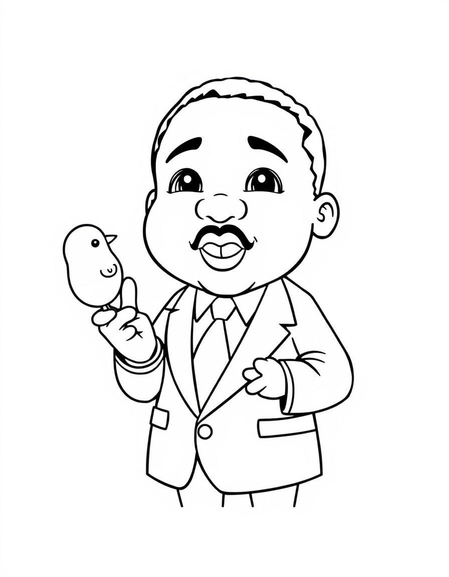 A cute martin luther king jr give a spech that has the name 'martin luther king jr'