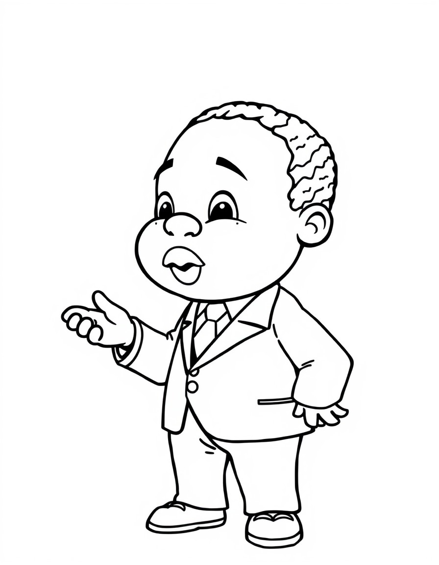 A cute martin luther king jr give a spech that has the name 'martin luther king jr'