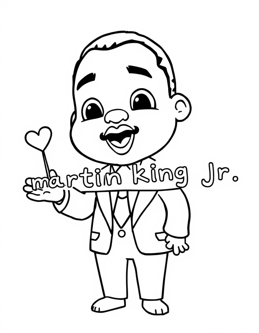 A cute martin luther king jr give a spech that has the name 'martin luther king jr'