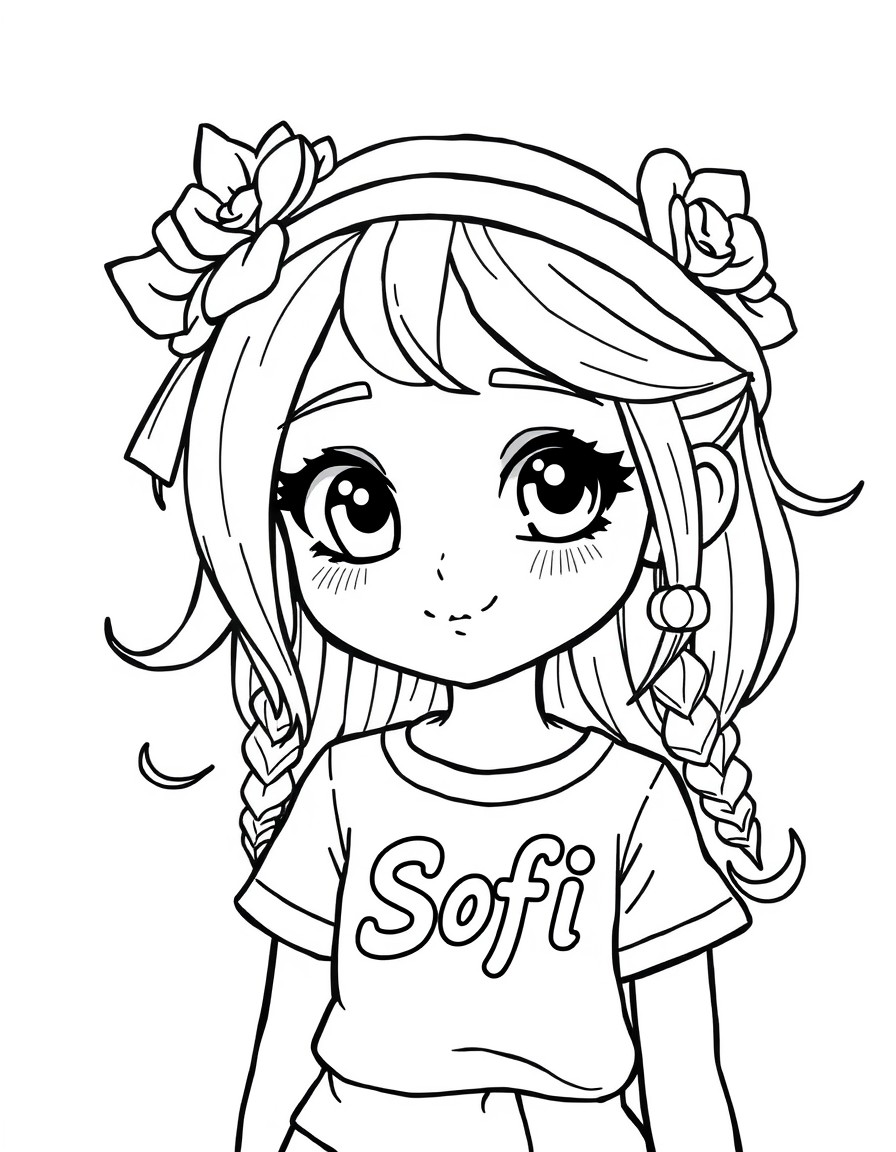 Cure girl in Yata style with name on t-shirt "Sofi"
