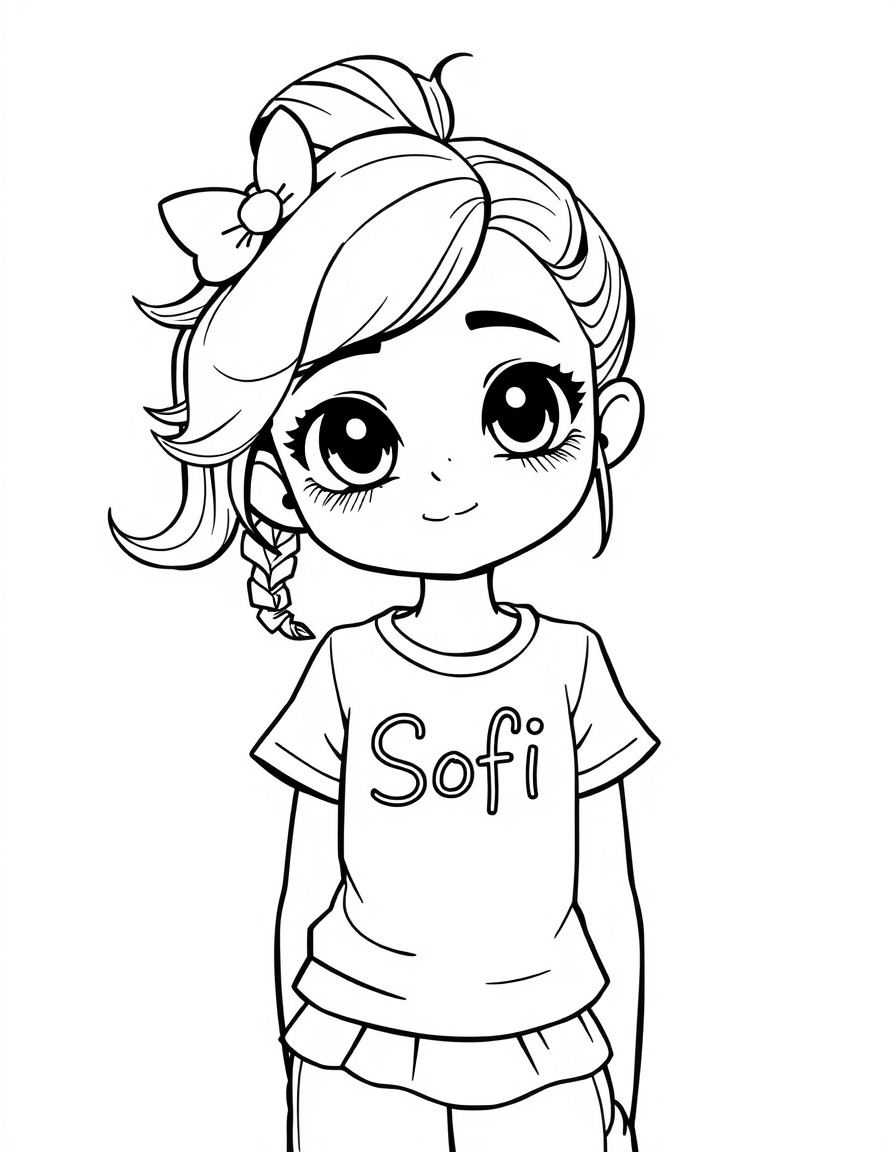 Cure girl in Yata style with name on t-shirt "Sofi"