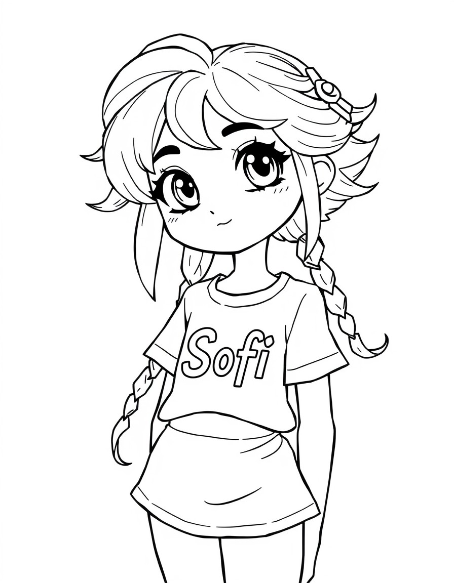 Cure girl in Yata style with name on t-shirt "Sofi"