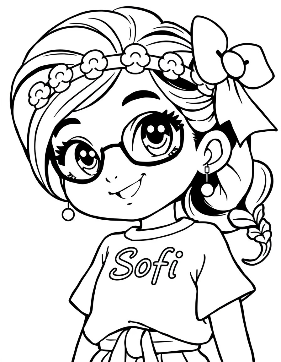 Cure girl in Yata style with name on t-shirt "Sofi"