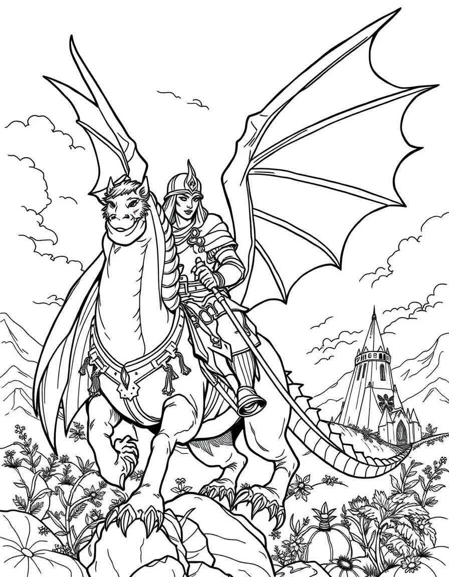 Crie uma histria sobre a jornada do seu cavaleiro para resgatar um castelo de um drago