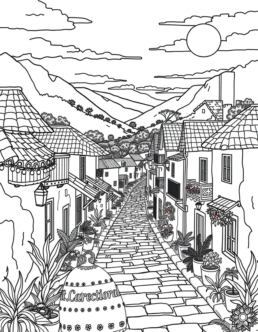 Boho lady city village scene sunset pretty