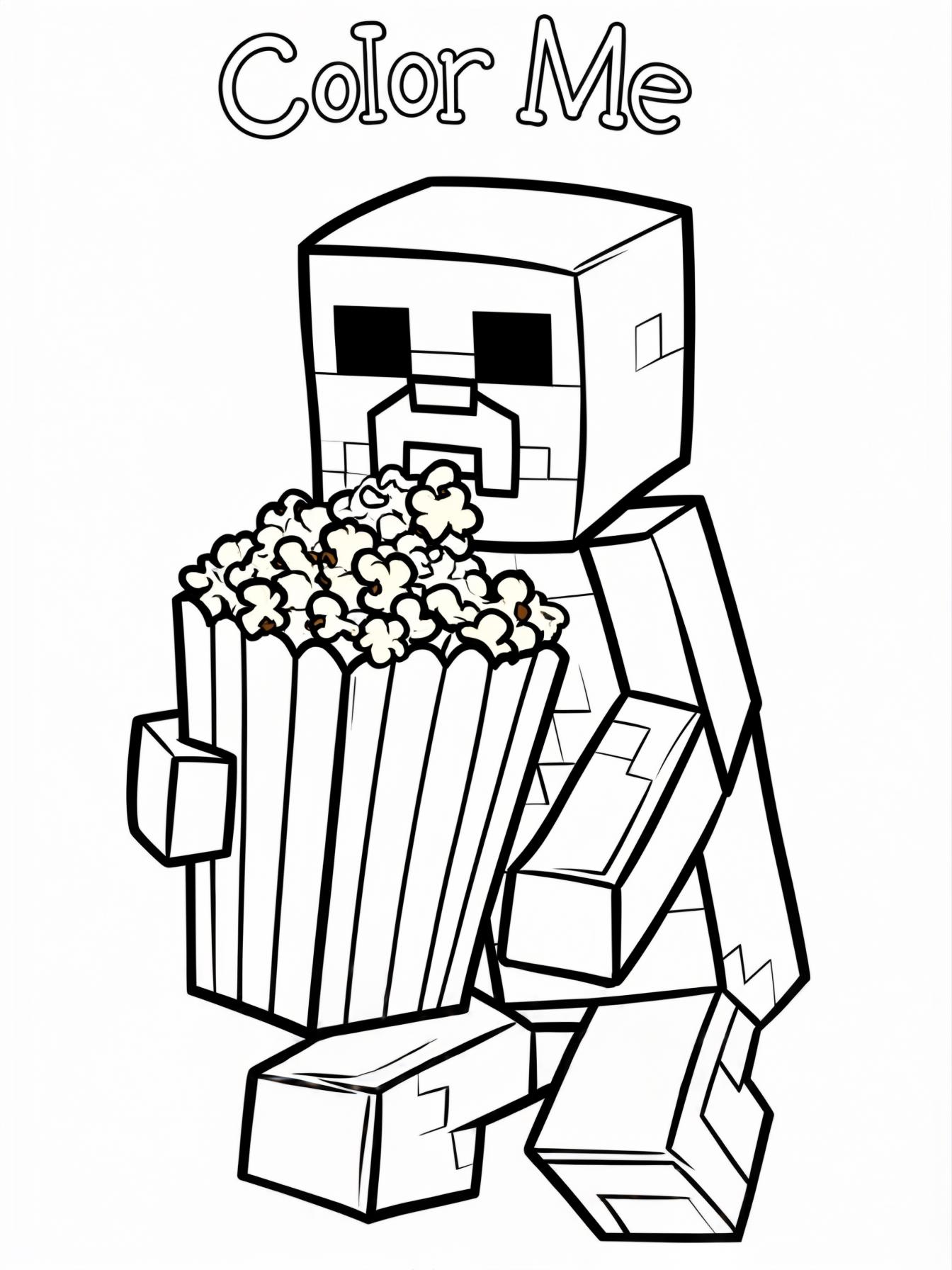 minecraft creeper eating popcorn