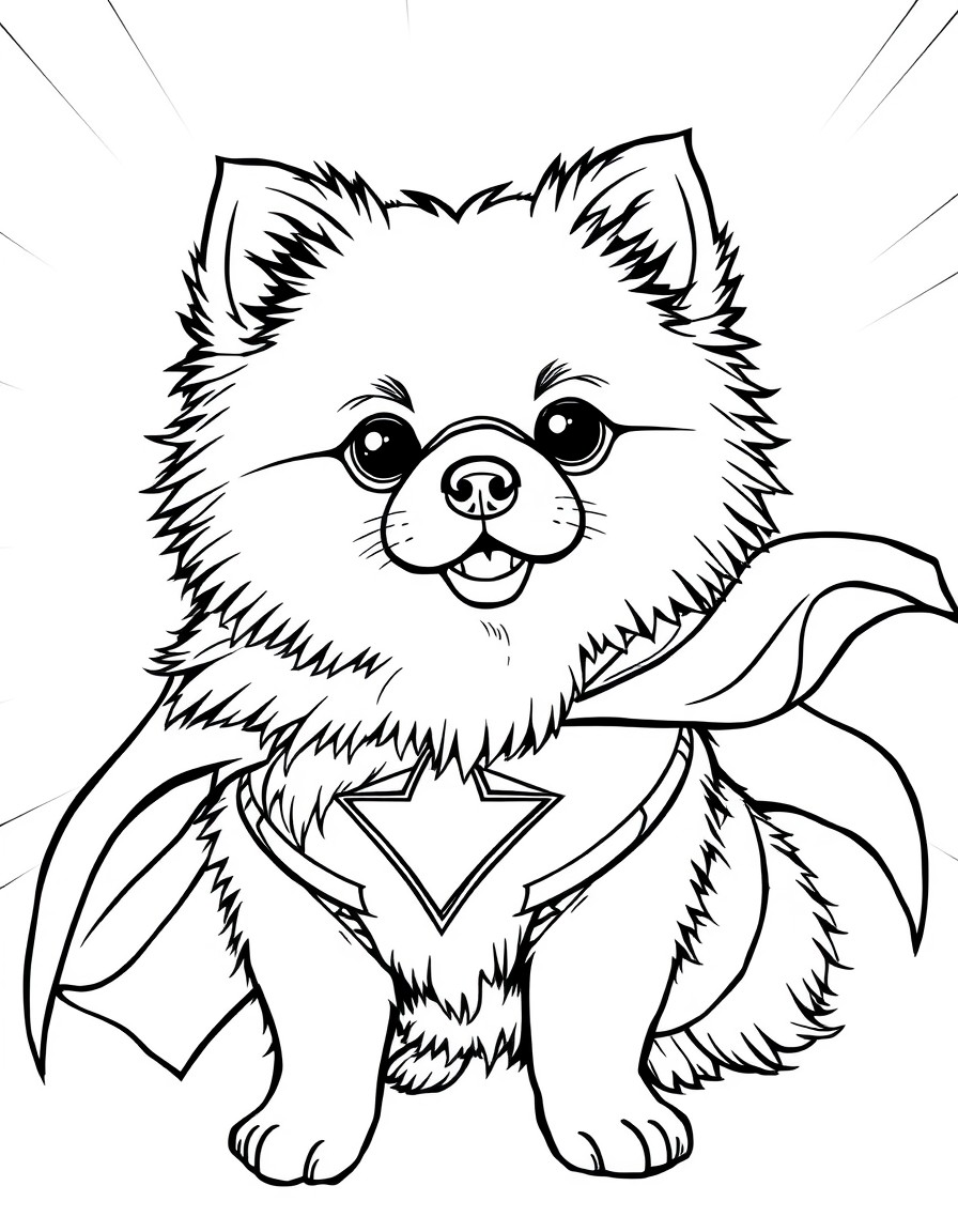 create a super hero Pomeranian dog