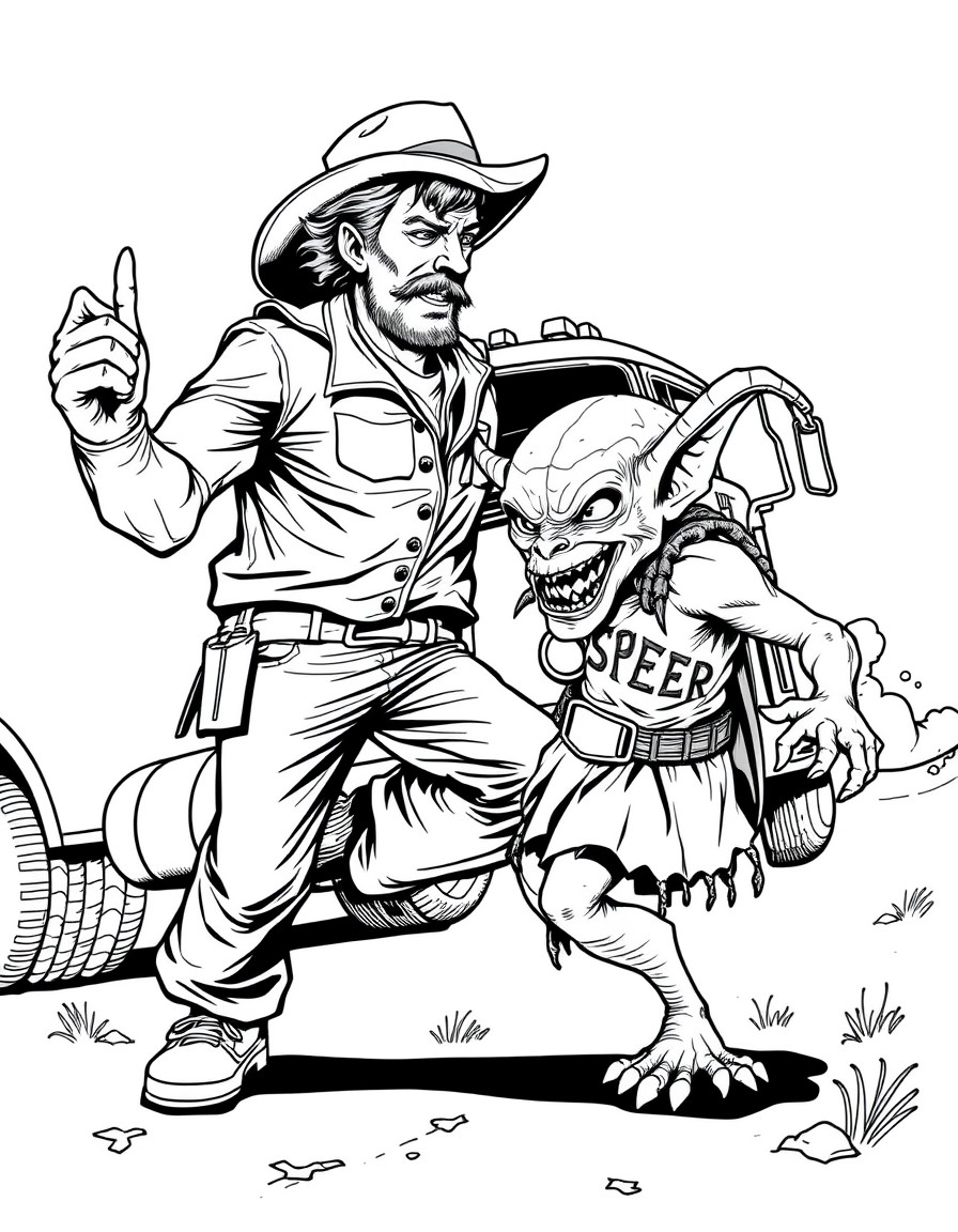 A 1970s trucker kicking a mind goblin to the curb