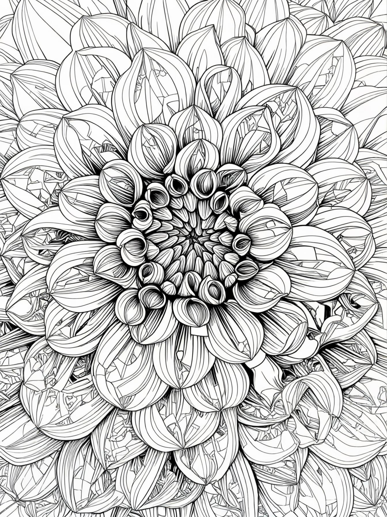 mc escher style graphics with a macro-dahlia theme