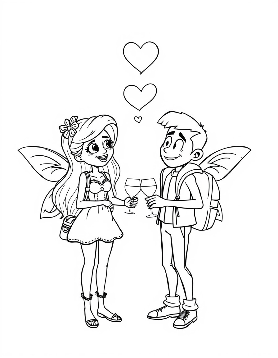 Wanda and cosmo from the fairy odd parents having a cute, loving, vacation date.