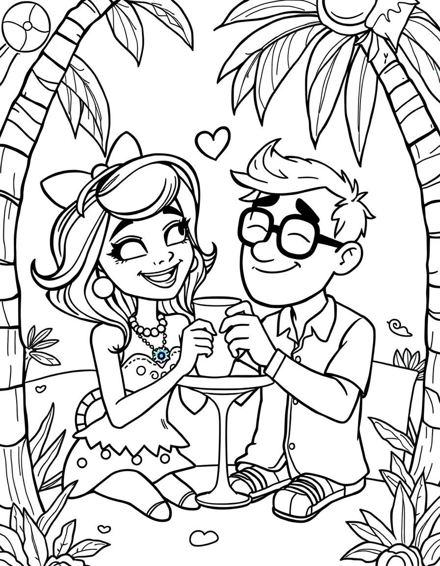 Wanda and cosmo from the fairy odd parents having a cute, loving, vacation date.