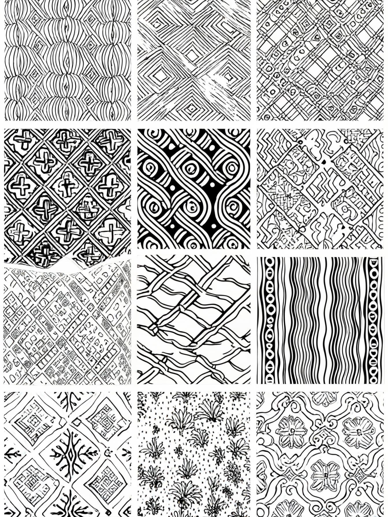 Create a vibrant collage of African wax print fabric swatches. Emphasize the bold, symmetrical designs and widely used across various African regions.