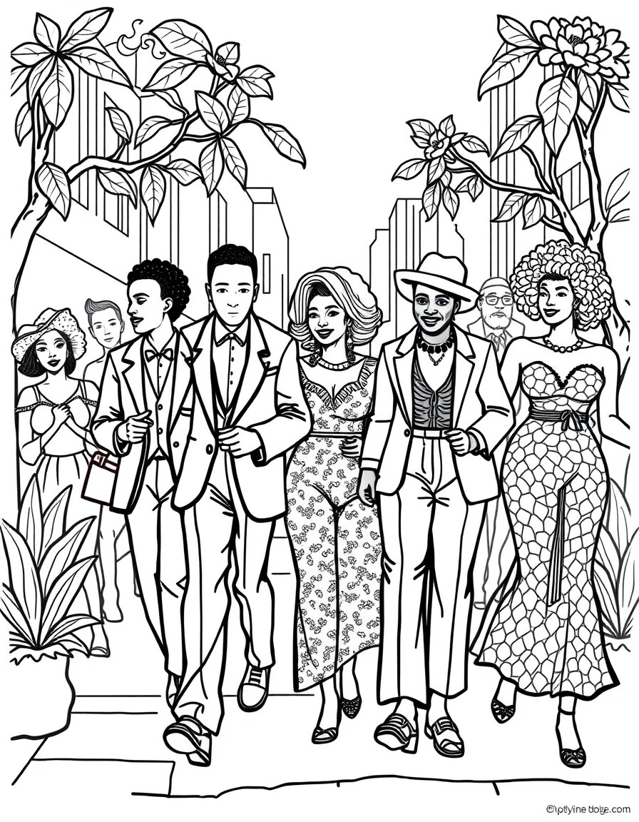 the 20th century African Americans walking and flourishing during the Harlem Renaissance.