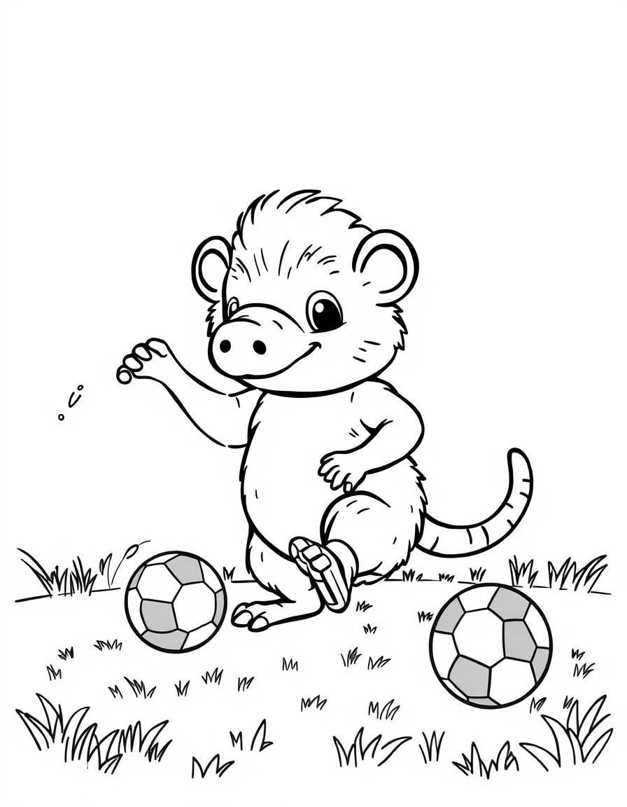 cute little hipopotamus with play soccer