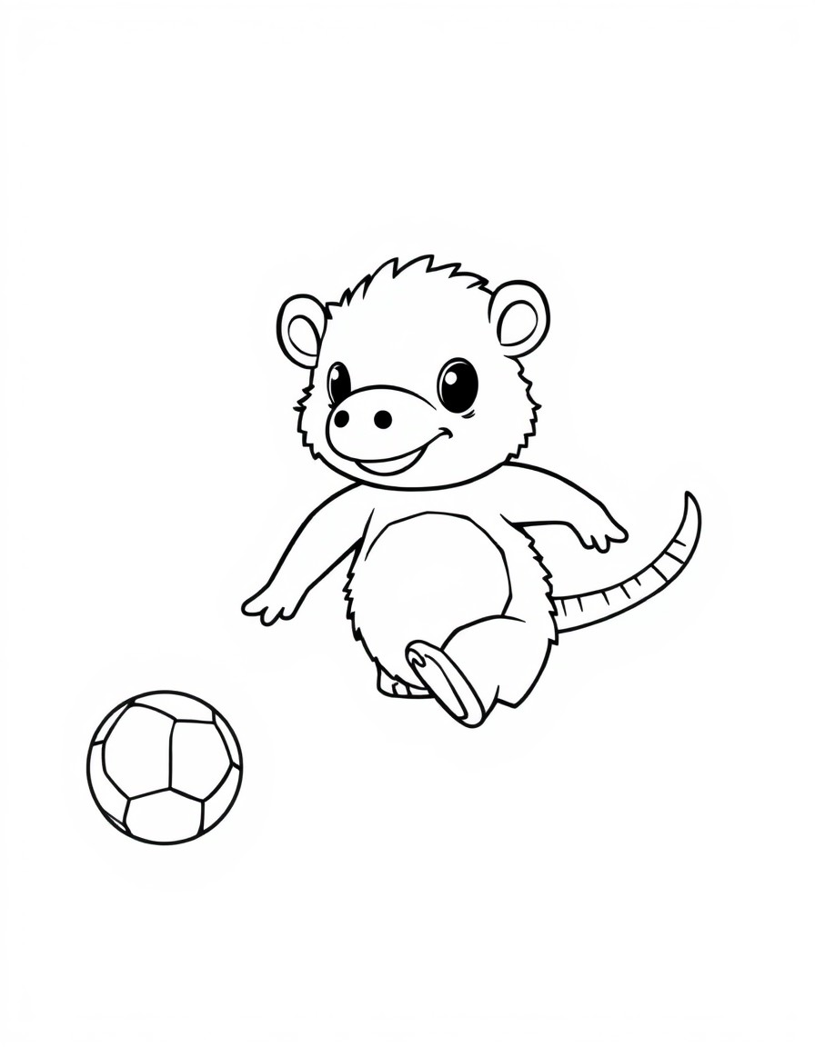 cute little hipopotamus with play soccer