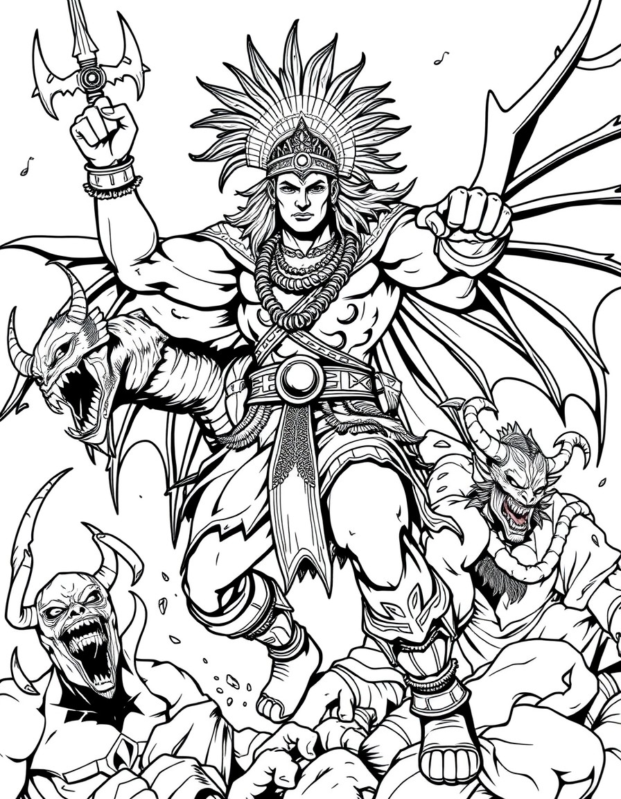 indian superhero defeating demons and saving innocents