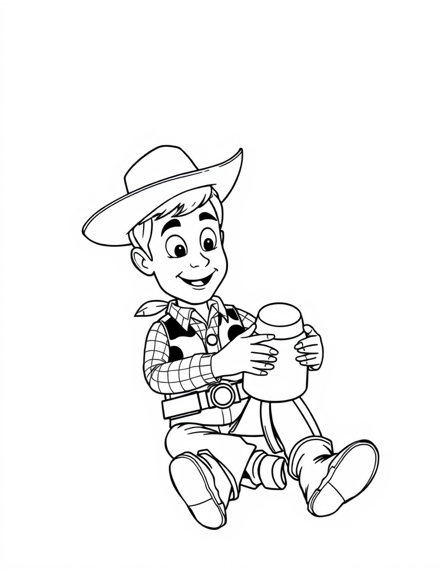 a kid playing a doll that looks similar like woody from toy story