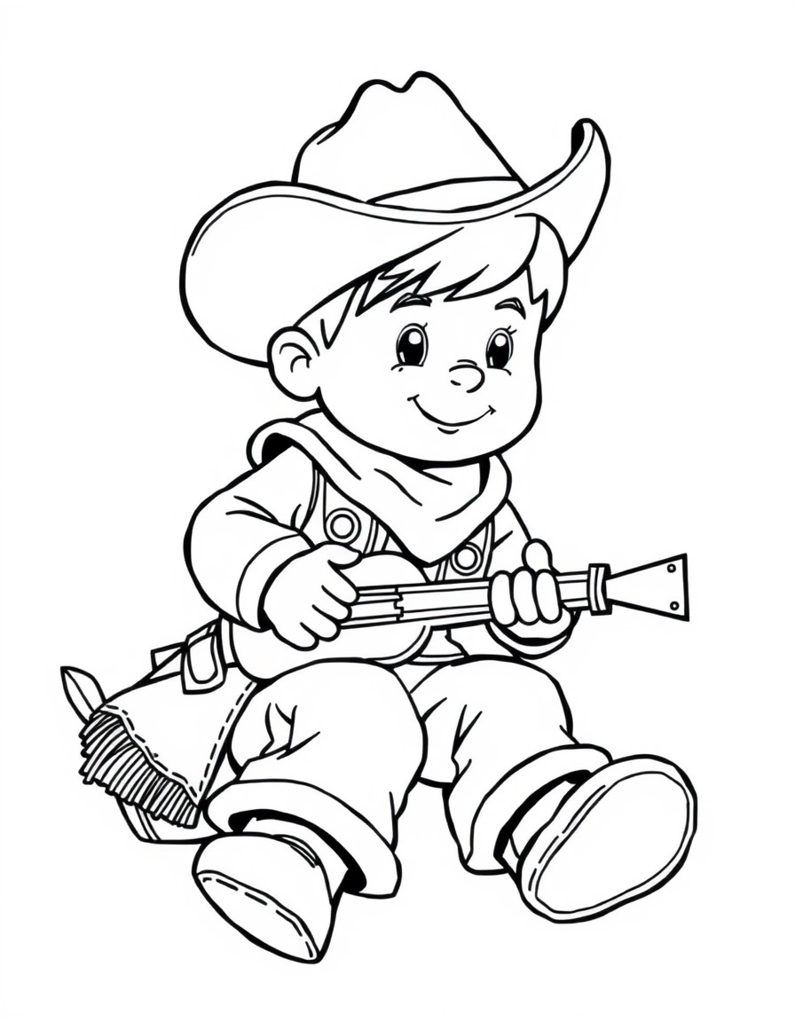 a kid playing a cowboy doll