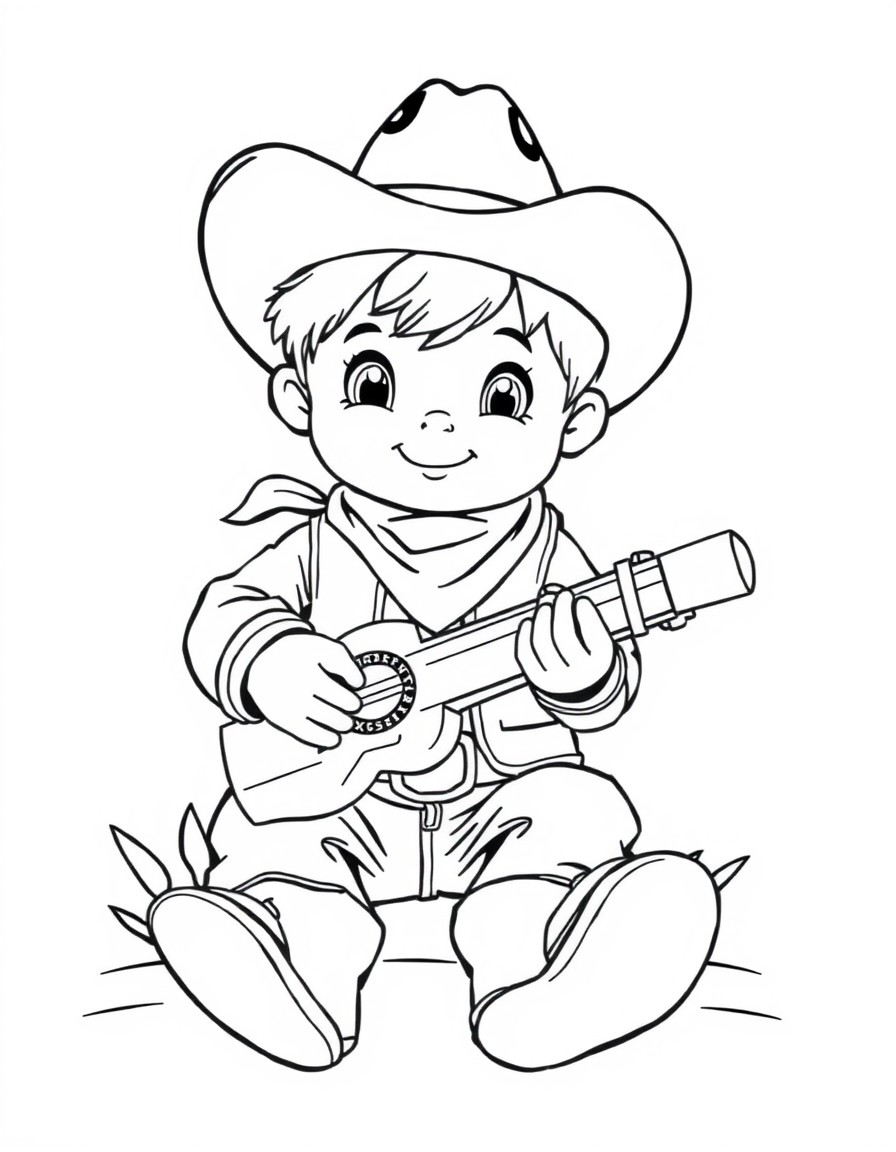 a kid playing a cowboy doll