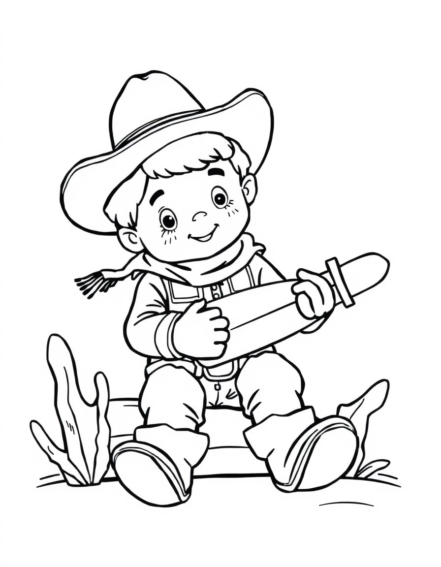 a kid playing a cowboy doll